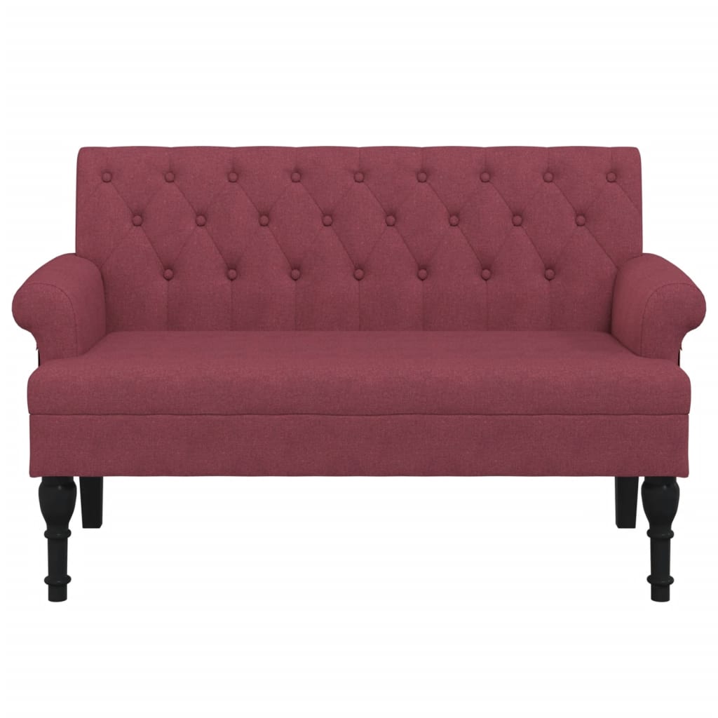 Sitzbank mit Rückenlehne Weinrot 120x62x75,5 cm Stoff