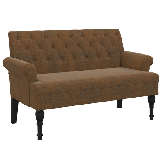 Sitzbank mit Rückenlehne Braun 120x62x75,5 cm Wildleder-Optik