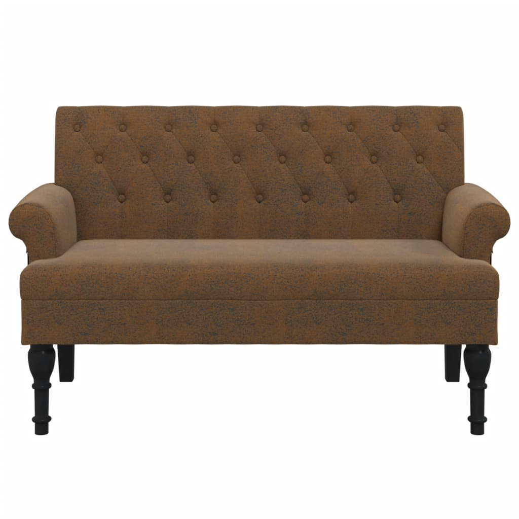 Sitzbank mit Rückenlehne Braun 120x62x75,5 cm Wildleder-Optik