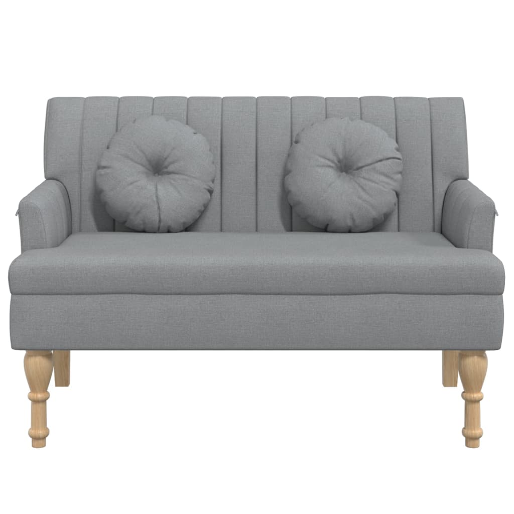 Sitzbank mit Kissen Hellgrau 113x64,5x75,5 cm Stoff