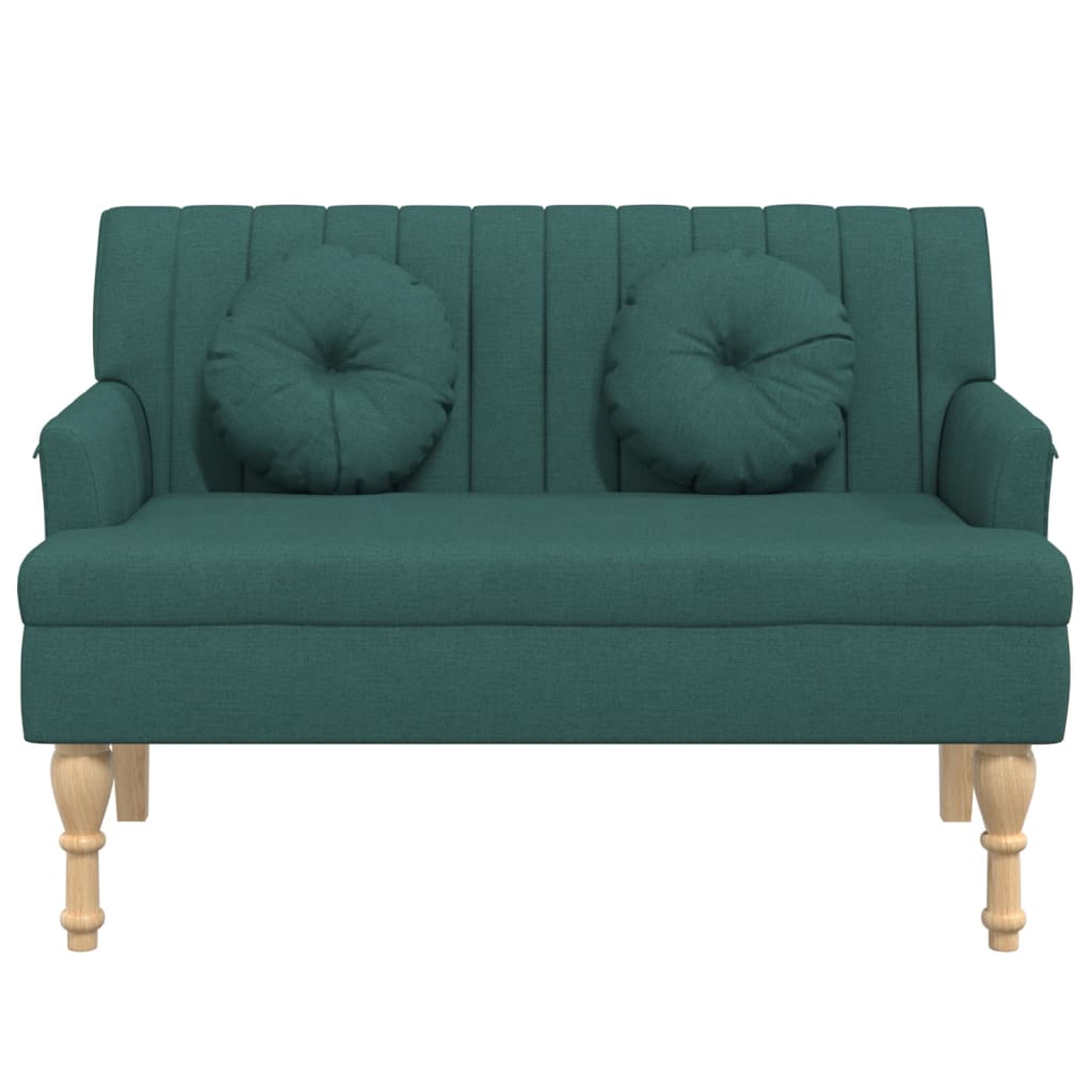 Sitzbank mit Kissen Dunkelgrün 113x64,5x75,5 cm Stoff