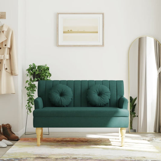Sitzbank mit Kissen Dunkelgrün 113x64,5x75,5 cm Stoff