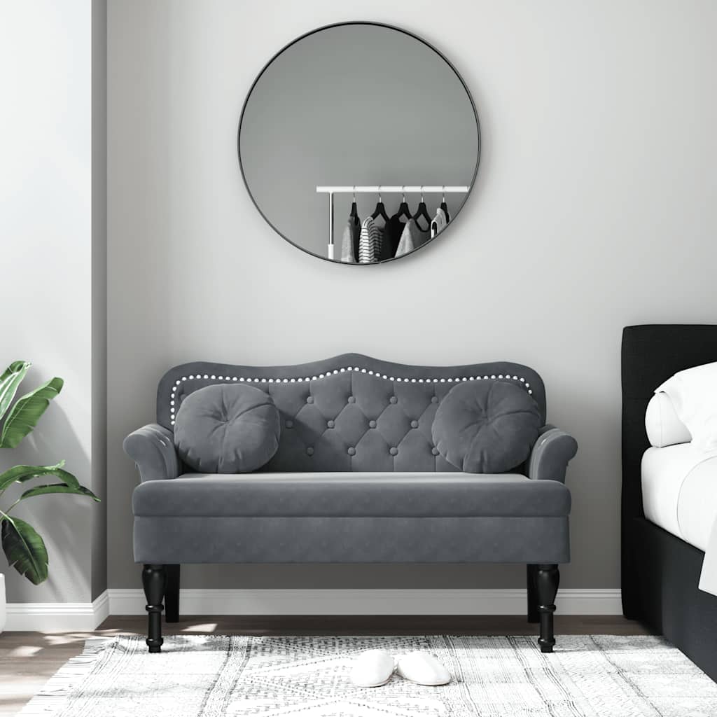 Sitzbank mit Kissen Dunkelgrau 120,5x65x75 cm Samt