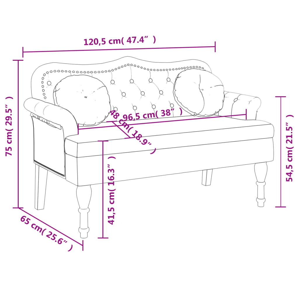 Sitzbank mit Kissen Rosa 120,5x65x75 cm Samt