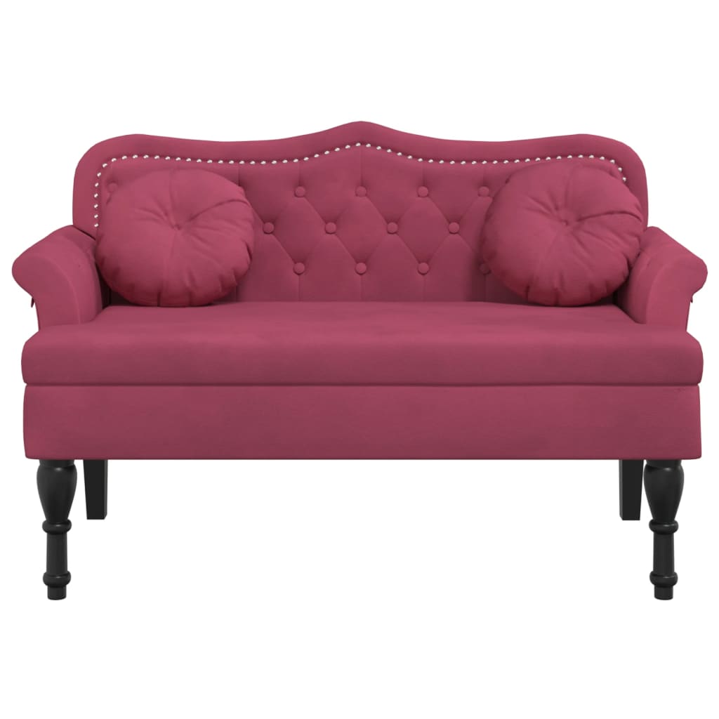 Sitzbank mit Kissen Weinrot 120,5x65x75 cm Samt