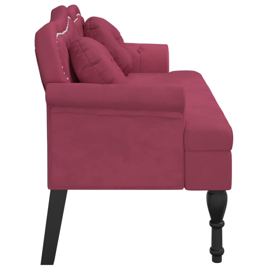 Sitzbank mit Kissen Weinrot 120,5x65x75 cm Samt