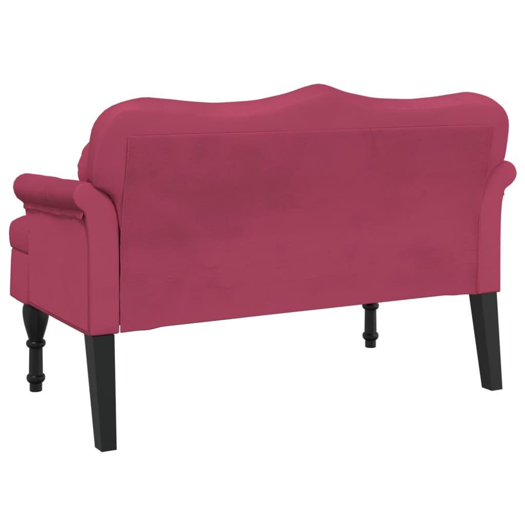 Sitzbank mit Kissen Weinrot 120,5x65x75 cm Samt