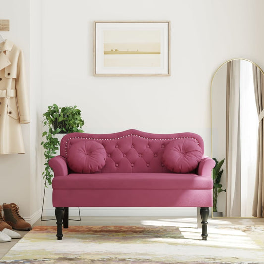Sitzbank mit Kissen Weinrot 120,5x65x75 cm Samt