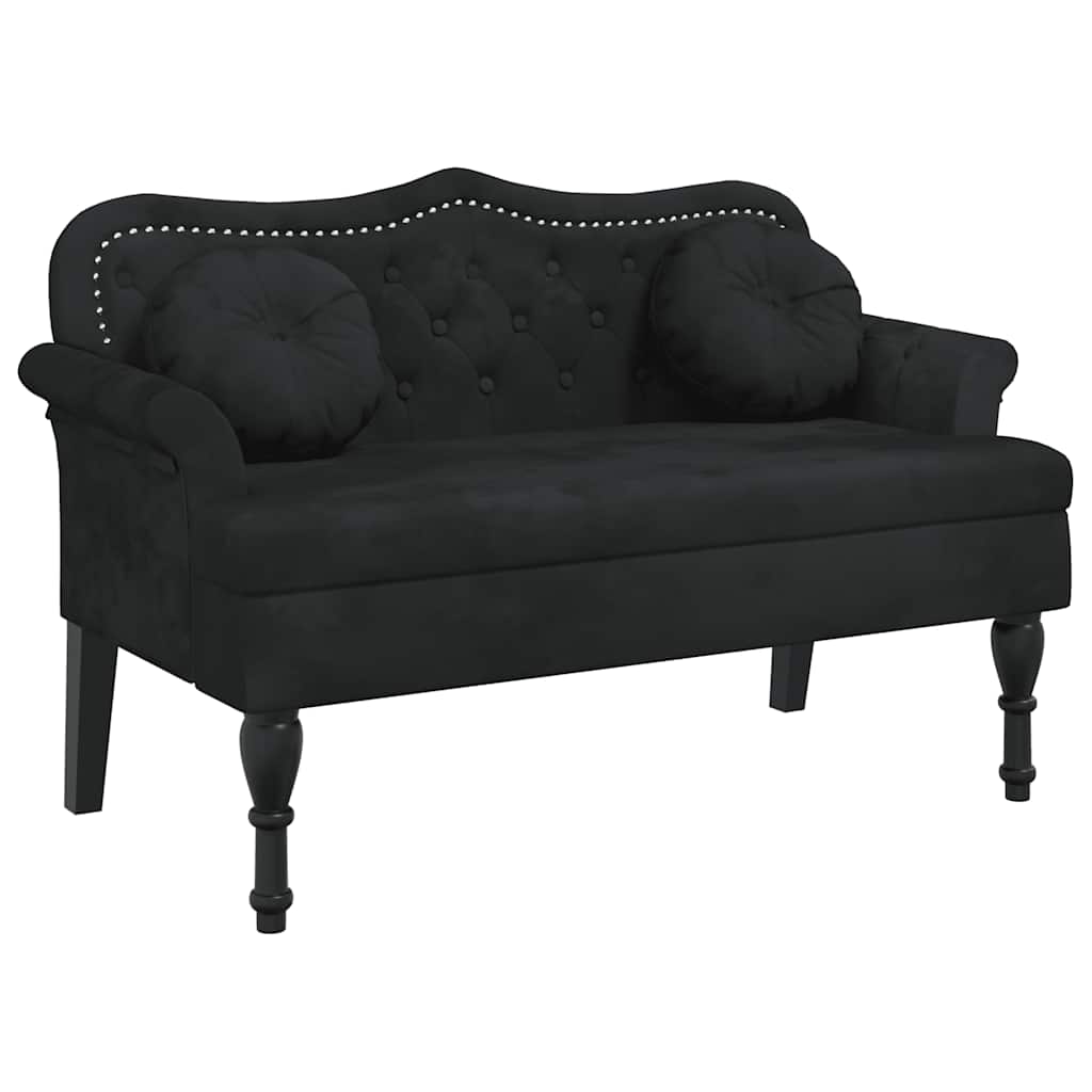 Bank mit Kissen Schwarz 120,5 x 65 x 75 cm Samt