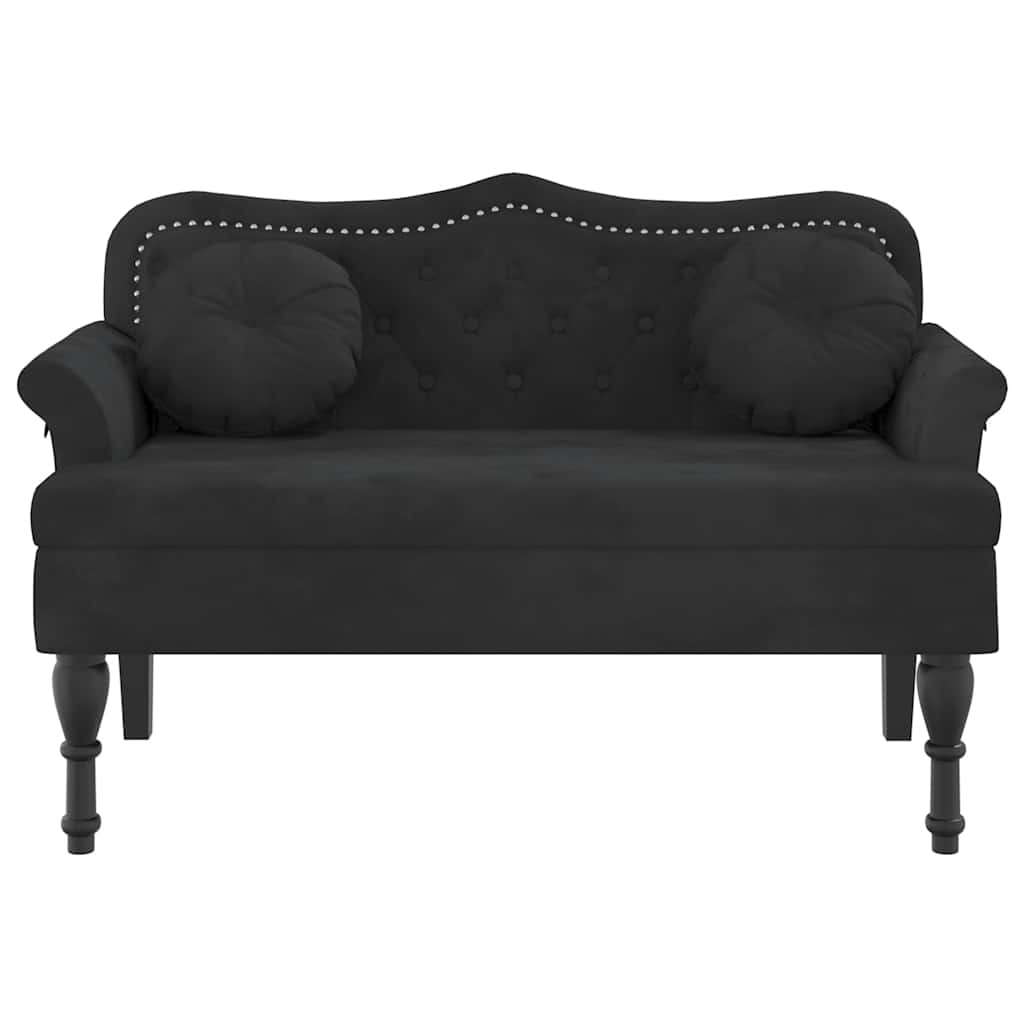 Bank mit Kissen Schwarz 120,5 x 65 x 75 cm Samt