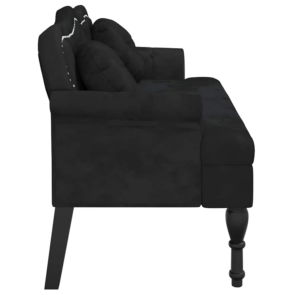 Bank mit Kissen Schwarz 120,5 x 65 x 75 cm Samt