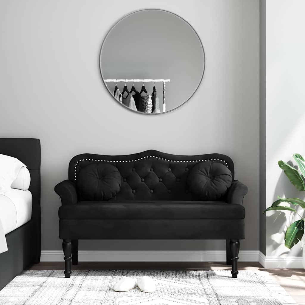 Bank mit Kissen Schwarz 120,5 x 65 x 75 cm Samt