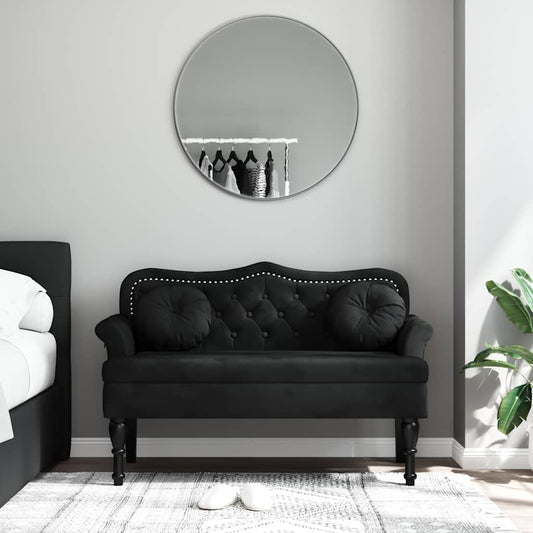 Bank mit Kissen Schwarz 120,5 x 65 x 75 cm Samt