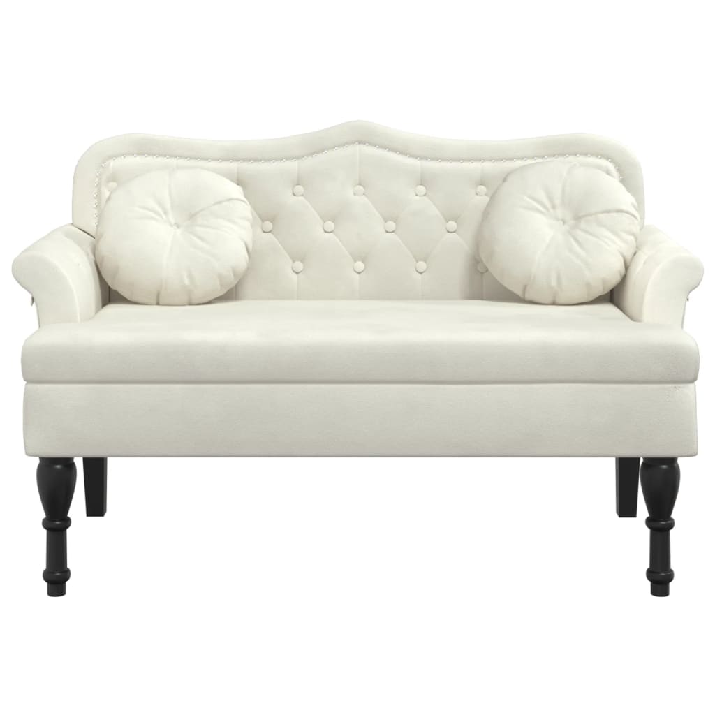 Sitzbank mit Kissen Creme 120,5x65x75 cm Samt