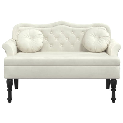 Sitzbank mit Kissen Creme 120,5x65x75 cm Samt