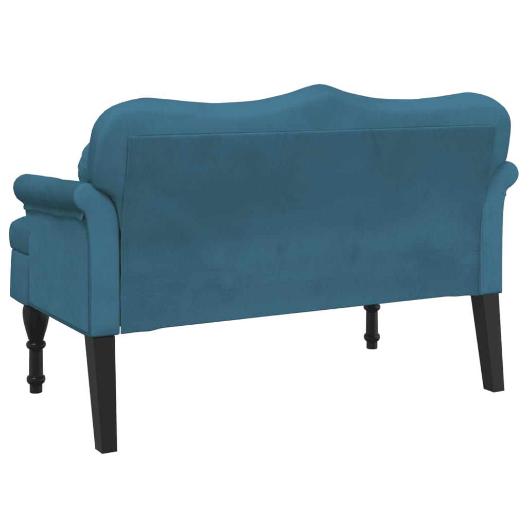 Sitzbank mit Kissen Blau 120,5x65x75 cm Samt