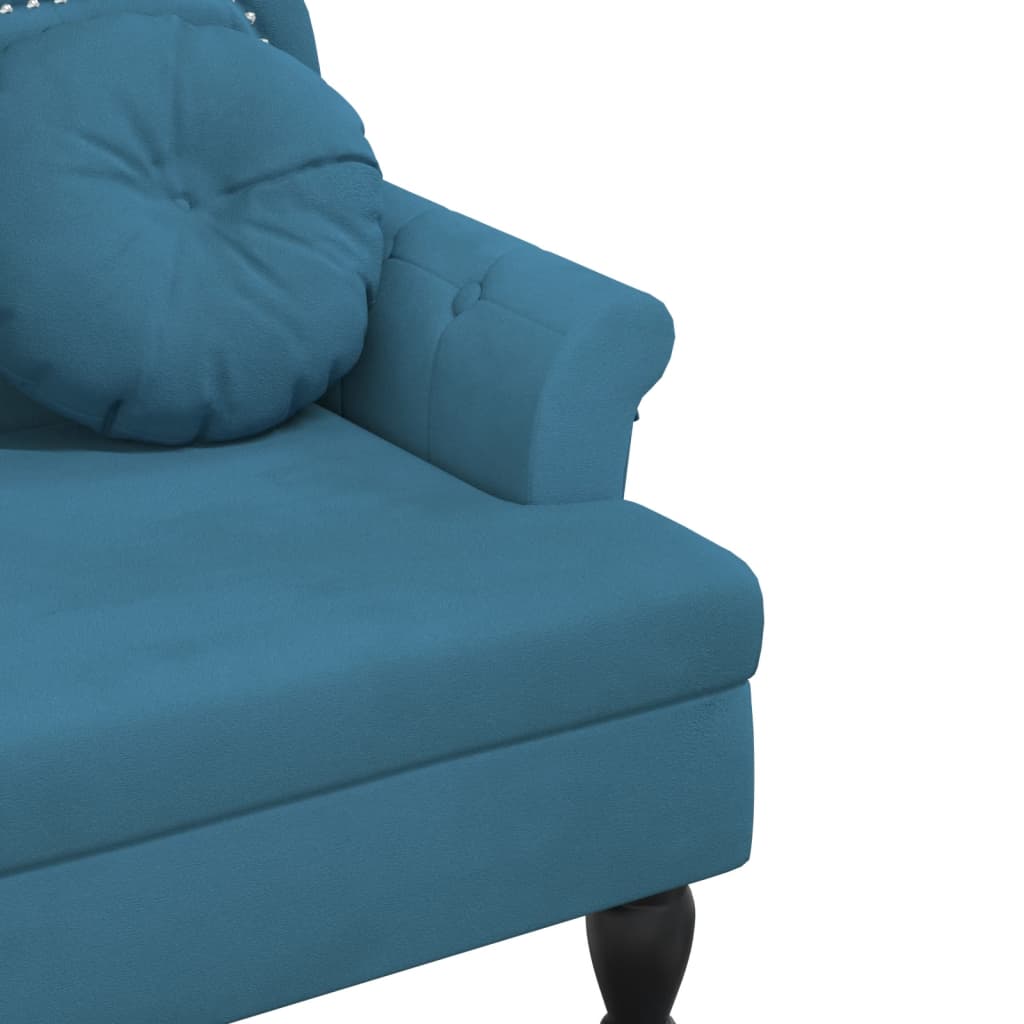 Sitzbank mit Kissen Blau 120,5x65x75 cm Samt