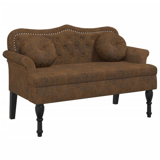 Bank mit Kissen Braun 120,5 x 65 x 75 cm Wildlederimitat