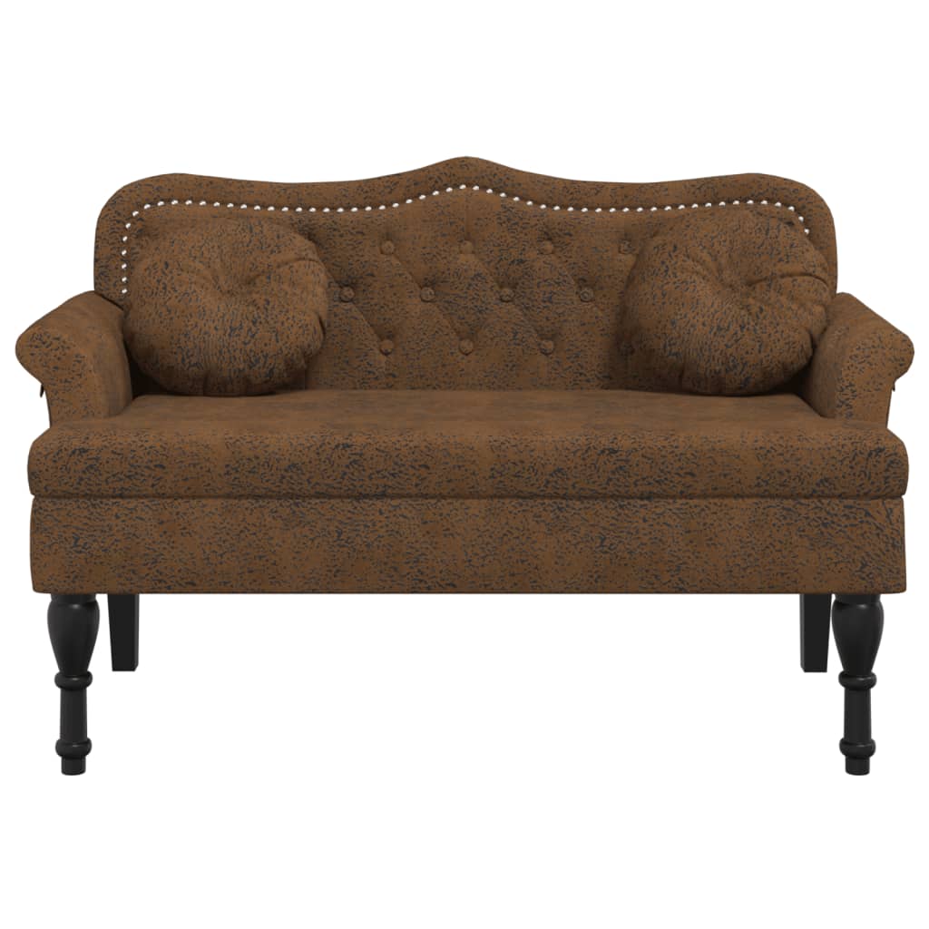 Bank mit Kissen Braun 120,5 x 65 x 75 cm Wildlederimitat