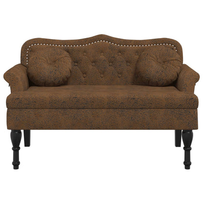 Bank mit Kissen Braun 120,5 x 65 x 75 cm Wildlederimitat