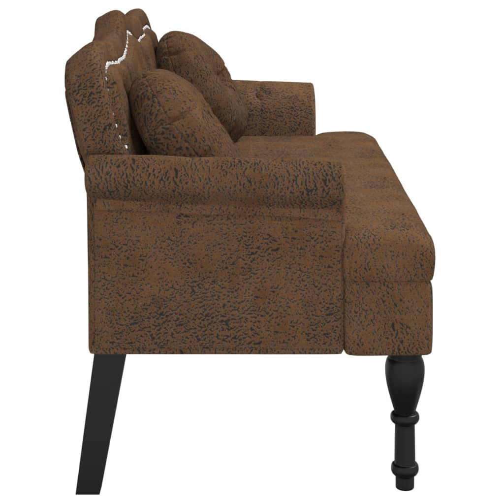 Bank mit Kissen Braun 120,5 x 65 x 75 cm Wildlederimitat