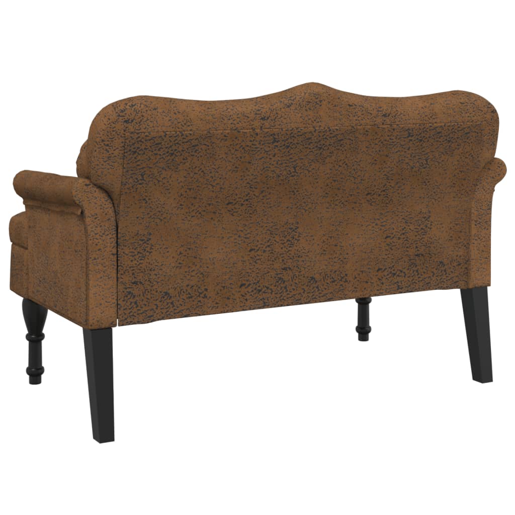 Bank mit Kissen Braun 120,5 x 65 x 75 cm Wildlederimitat