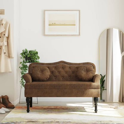 Bank mit Kissen Braun 120,5 x 65 x 75 cm Wildlederimitat