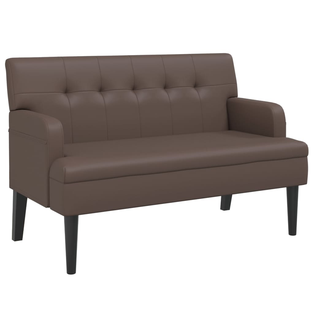 Sitzbank mit Rückenlehne Braun 112x65,5x75 cm Kunstleder