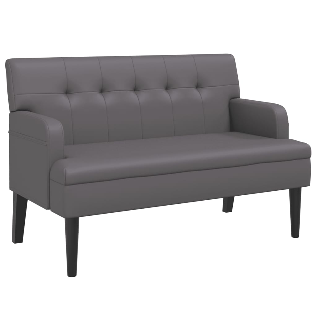 Sitzbank mit Rückenlehne Grau 112x65,5x75 cm Kunstleder