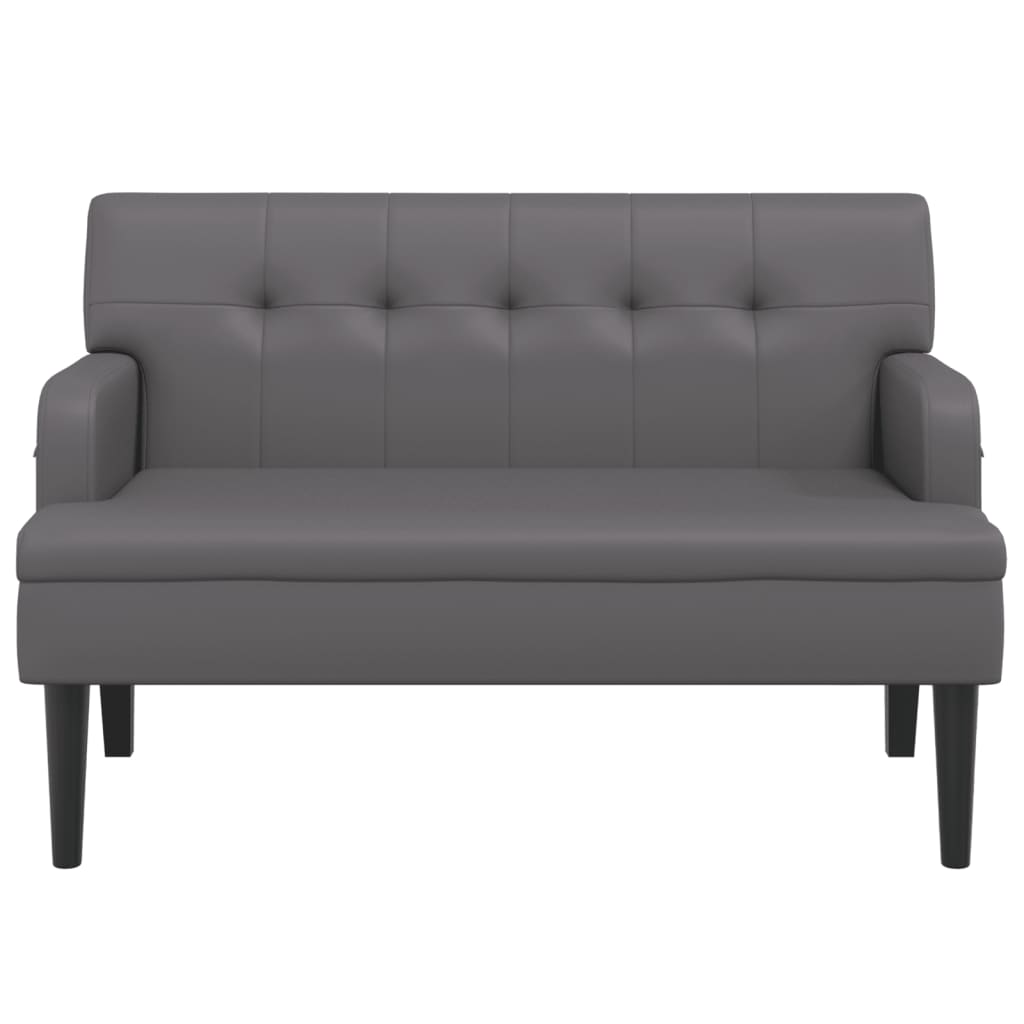 Sitzbank mit Rückenlehne Grau 112x65,5x75 cm Kunstleder