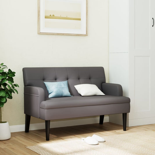 Sitzbank mit Rückenlehne Grau 112x65,5x75 cm Kunstleder