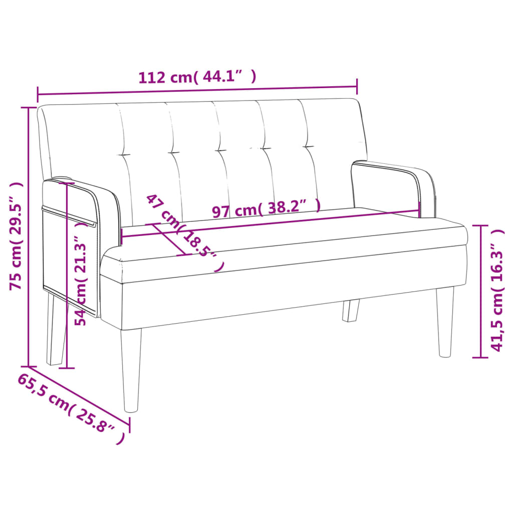 Sitzbank mit Rückenlehne Cappuccino 112x65,5x75 cm Kunstleder