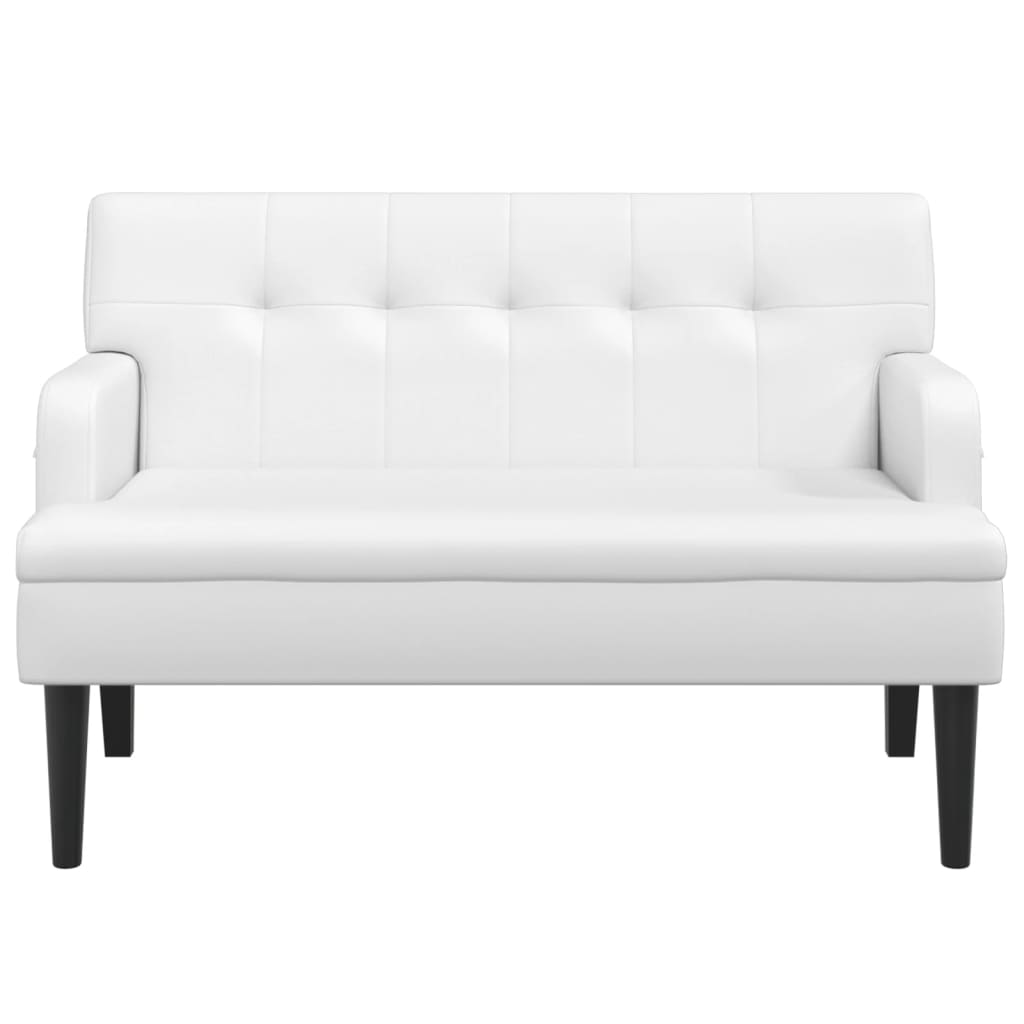 Sitzbank mit Rückenlehne Weiß 112x65,5x75 cm Kunstleder