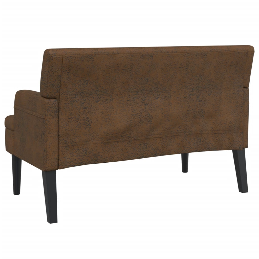 Sitzbank mit Rückenlehne Braun 112x65,5x75 cm Wildleder-Optik