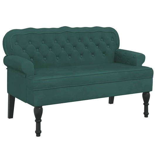 Sitzbank mit Rückenlehne Dunkelgrün 119,5x64,5x75 cm Samt