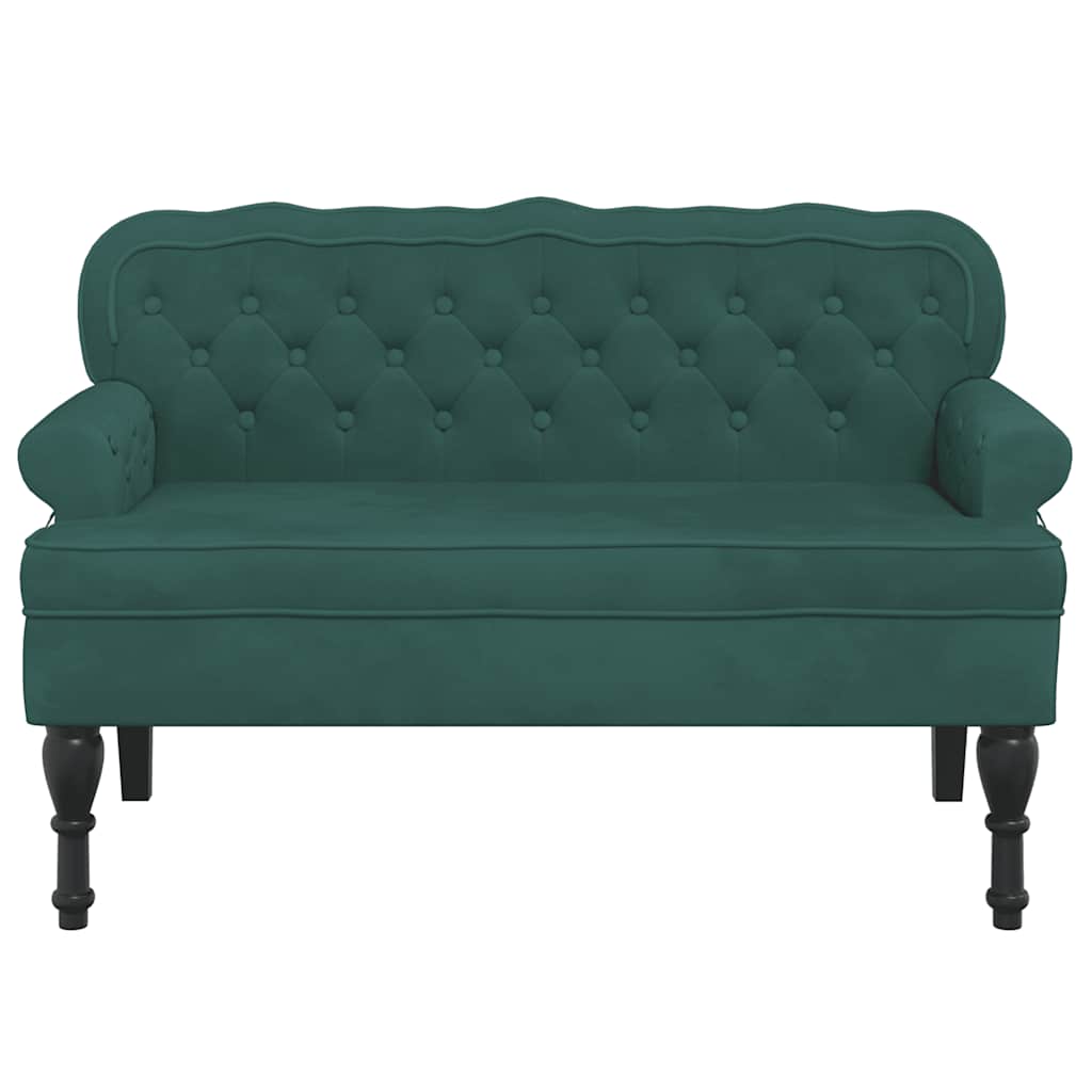Sitzbank mit Rückenlehne Dunkelgrün 119,5x64,5x75 cm Samt
