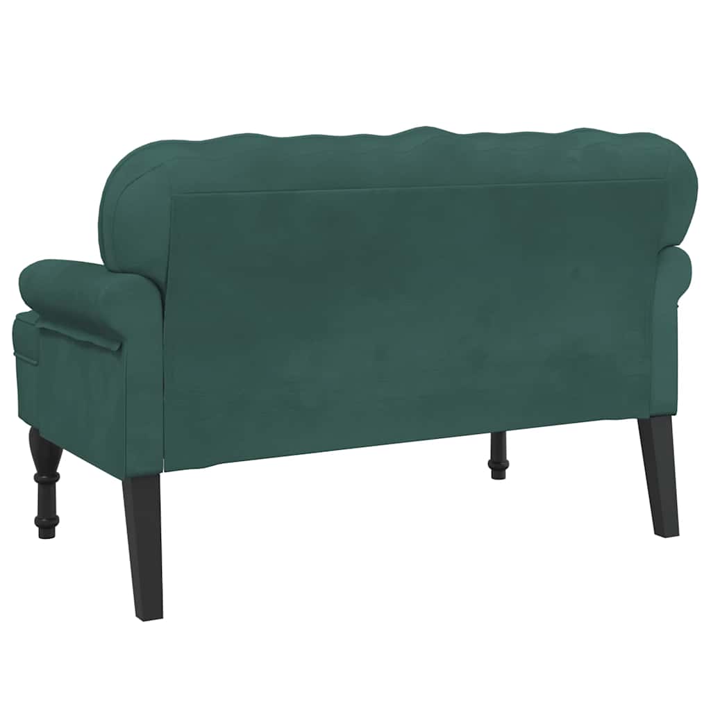 Sitzbank mit Rückenlehne Dunkelgrün 119,5x64,5x75 cm Samt
