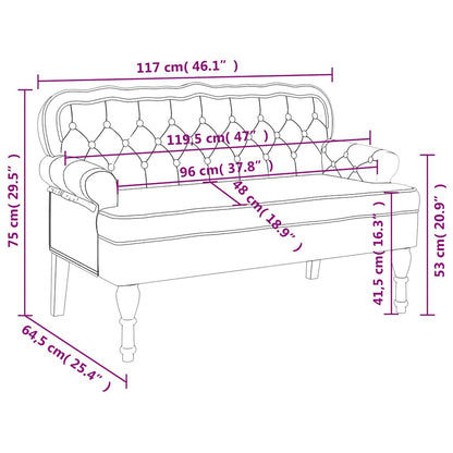 Sitzbank mit Rückenlehne Dunkelgrün 119,5x64,5x75 cm Samt