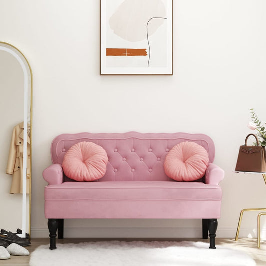 Sitzbank mit Rückenlehne Rosa 119,5x64,5x75 cm Samt