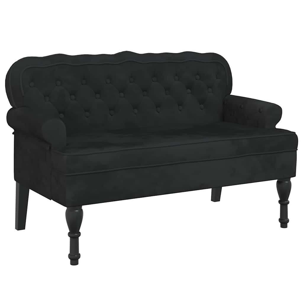 Bank mit Rückenlehne Schwarz 119,5x64,5x75 cm Samt