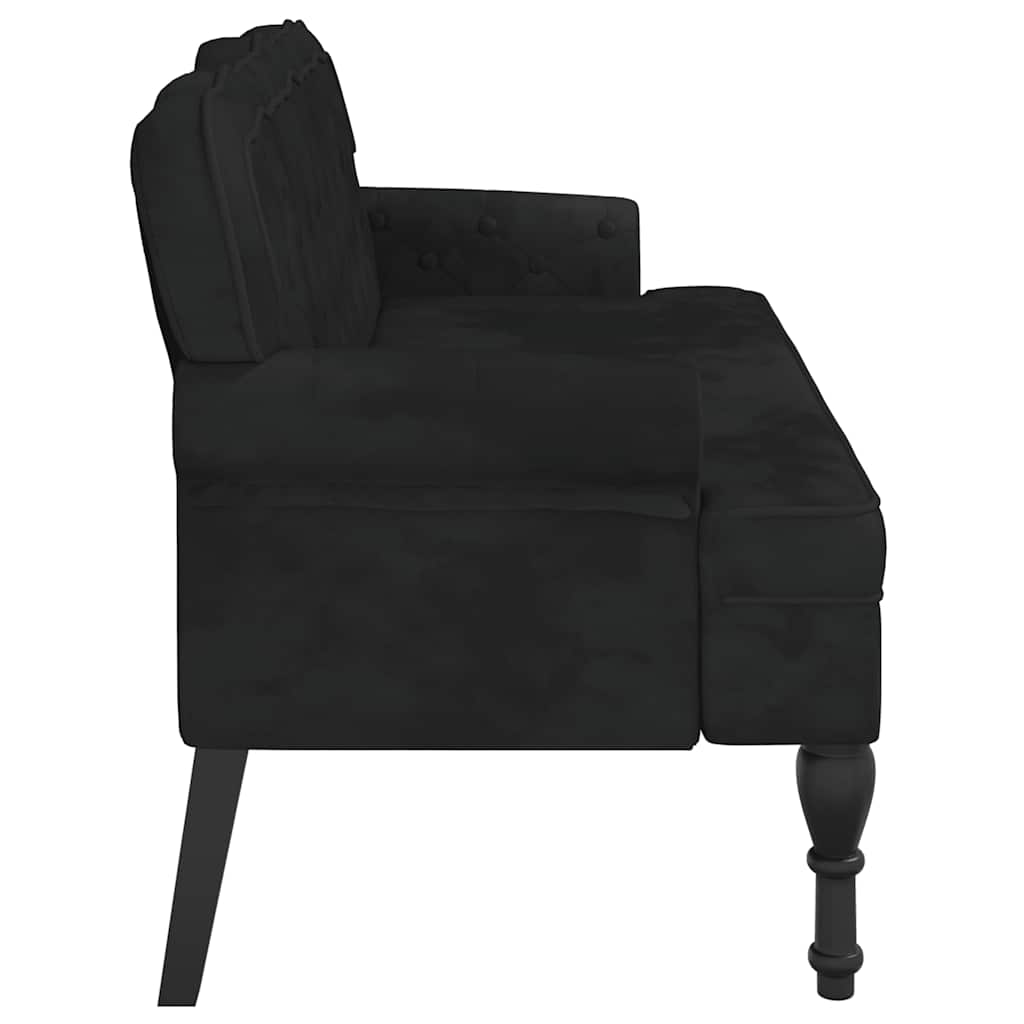 Bank mit Rückenlehne Schwarz 119,5x64,5x75 cm Samt
