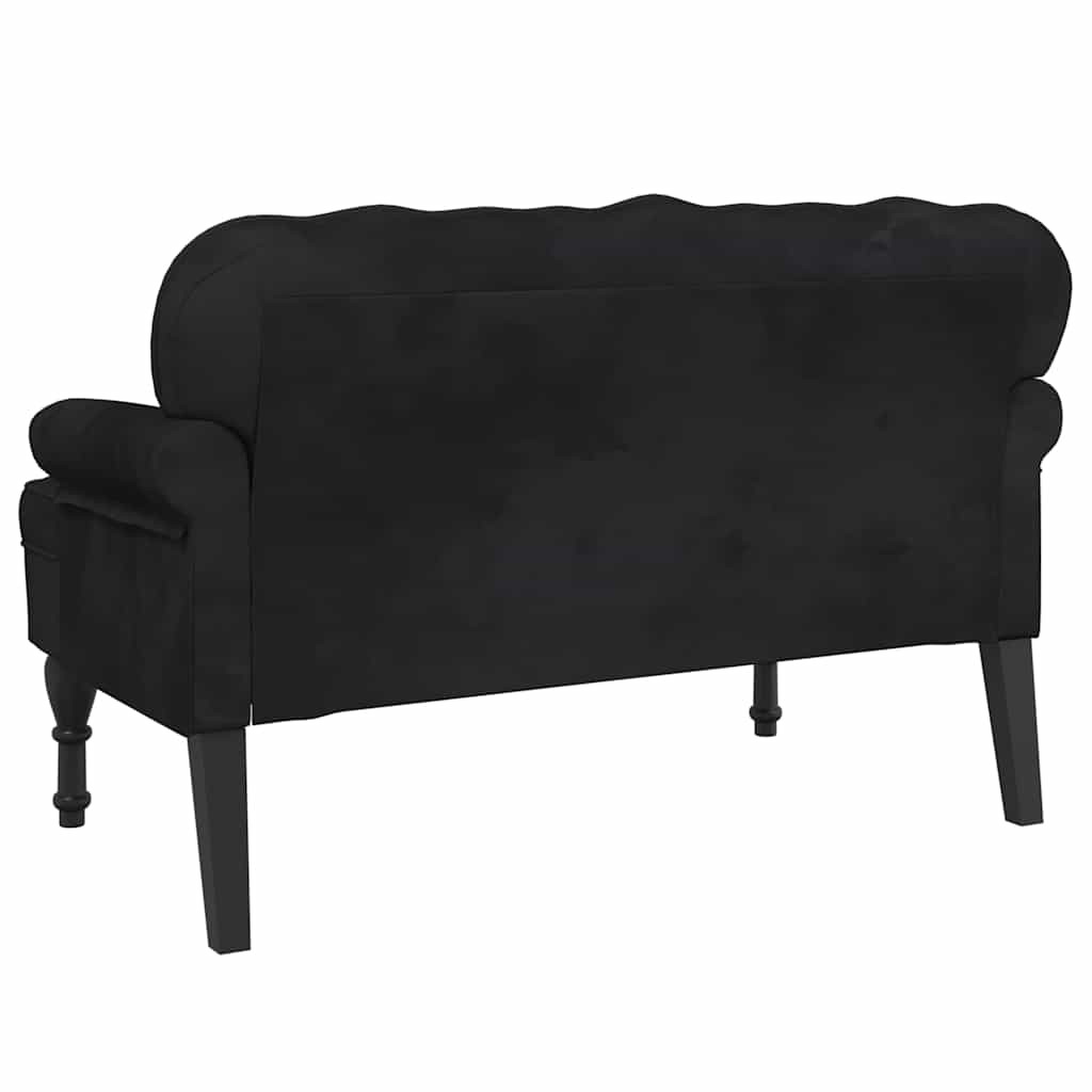Bank mit Rückenlehne Schwarz 119,5x64,5x75 cm Samt