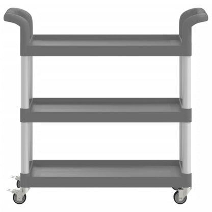 Rollwagen mit 3 Etagen Grau 77x34x72 cm Aluminium