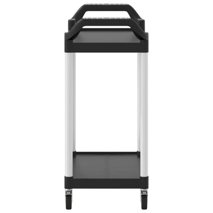 Rollwagen mit 2 Etagen Schwarz 81x41x92 cm Aluminium