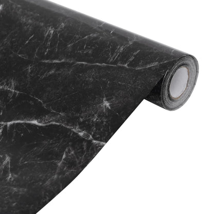 Möbelfolien Selbstklebend Marmor-Optik Schwarz 90x500 cm PVC