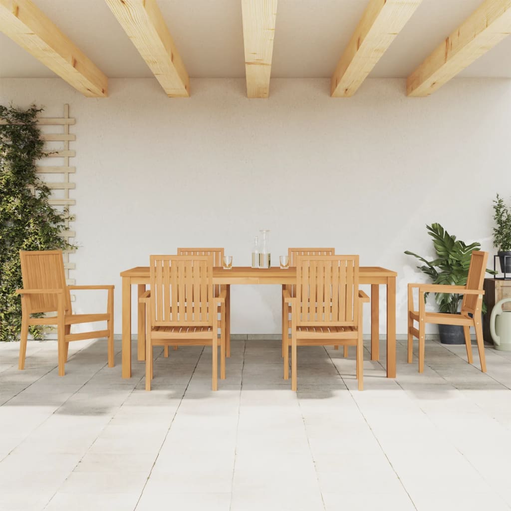 7-tlg. Garten-Essgruppe Massivholz Teak