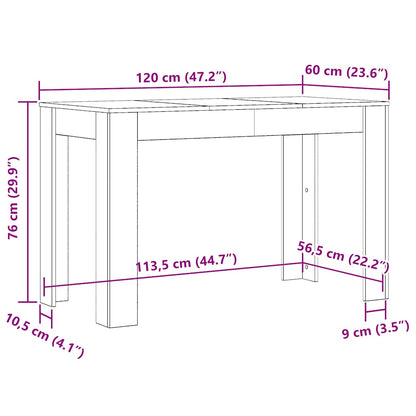 Esstisch Räuchereiche 120x60x76 cm Holzwerkstoff