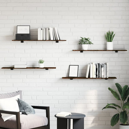 Wandregale 4 Stk. Räuchereiche 100x20x1,5 cm Holzwerkstoff