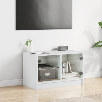TV-Schrank mit Glastüren Weiß 68x37x42 cm