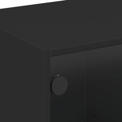 TV-Schrank mit Glastüren Schwarz 68x37x42 cm